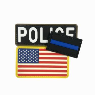 Imagem de uuKen 3 peças de adesivos de PVC 4 × 1,10 cm para chapéus, bonés, bolsas coletes roupas (3 peças, preto e branco, bandeira, linha azul fina)