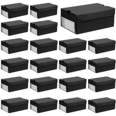 Imagem de 24 conjuntos de mini caixas de presente para lembrancinhas de festa 15 x 10 x 6 cm caixa de tênis esportivo com etiqueta editável para doces biscoitos lanches (preto, 15 x 10 x 6 cm)