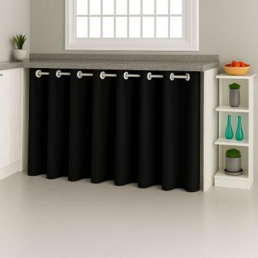 Imagem de Cortina De Pia Para Cozinha Balcão Área de Serviço Com Bainha - Cida E