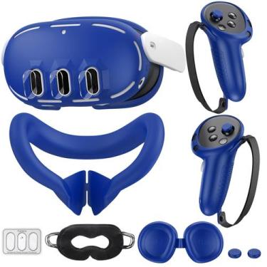 Imagem de Conjunto de capa de silicone VR compatível com Meta/Oculus Quest 3 - K