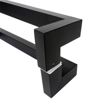 Imagem de Puxador Porta Duplo Em Aço Inox 40cm Modelo Solution Preto - DECORPLAC