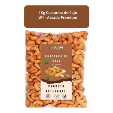Imagem de Castanha De Caju 1 Kg Inteira Top Premium Assada Sem Sal W1 - Mn Plus