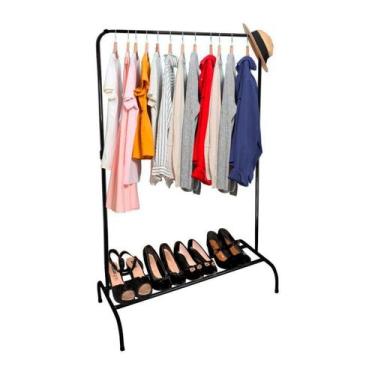 Imagem de Cabideiro Closet Arara De Roupas Com Sapateira Em Aço Casa Loja - Ferr