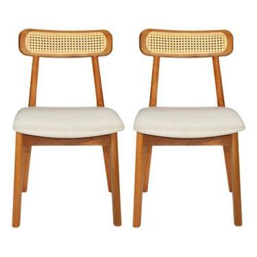 Imagem de Kit 2 Cadeiras Madeira Sala Jantar Mesa Prato Palha Luxo - NobreAssent