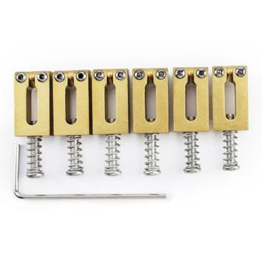 Imagem de OVSAL Selas de ponte de guitarra dourada 10,5 mm para selas de guitarra elétrica Fender Strat St Tele Telecaster 6 cordas