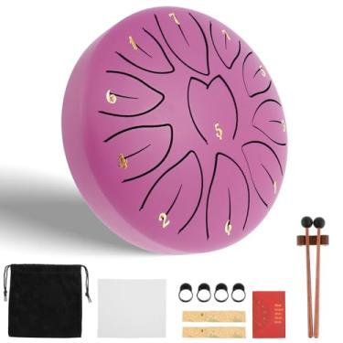 Imagem de Tambor de língua de aço, 11 notas, tambor de aço de 15 cm com bolsa de bateria, livro de música, baquetas, suporte de martelo e pás de dedo, para educação musical, entretenimento, meditação, chacra de