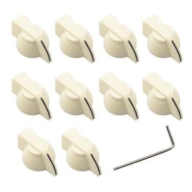 Imagem de ROZILO 10 peças branco envelhecido, botão de cabeça de frango, botão amplificador, ponteiro, com parafuso de fixação