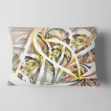 Imagem de Designart – Lombar com flores fractais em espiral simétrica para sala de estar, sofá, almofada + capa de almofada impressa em ambos os lados 30,5 x 50,8 cm