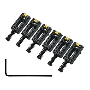 Imagem de 6 selas de ponte para guitarra de rolo, selas tremolo de guitarra de 10,5 mm, estilo moderno, compatível com substituição de guitarra elétrica Fender Strat Tele, preto
