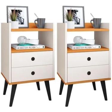 Imagem de Mesa cabeceira kit 2 dream off detalhe em madeira decoração sala estar jantar 2 compartimentos multiuso quarto cama suporte criado