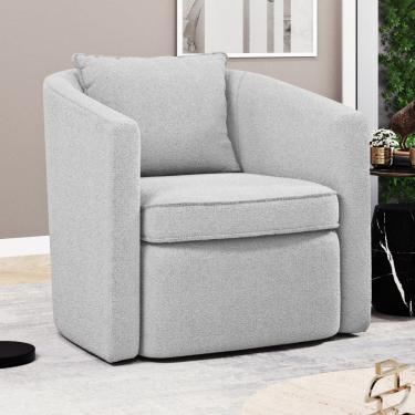 Imagem de Poltrona Decorativa Sala de Estar Aimê Bouclê Cinza Claro - Desk Design