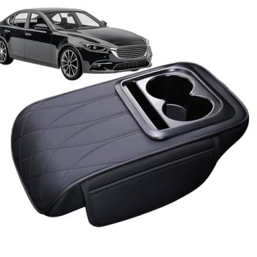 Imagem de Rrlihjgu Organizador de Braço de - Tampa Para Consolo Central Com Porta-Copos,Porta-Objectos 4 em 1 com Suporte para Telemóvel em Pele - Para Decoracao Interior de Sedan SUV Caminhao