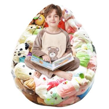 Imagem de Saco de feijão transparente para animais de pelúcia, capa de cadeira de saco de feijão impermeável extra grande de 150 L, armazenamento de brinquedos de pelúcia macia para organizar e armazenar