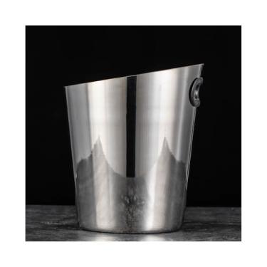 Imagem de balde de vinho Balde de gelo chanfrado balde champanhe aço inoxidável para vinho doméstico bar moda Refrigerador de cerveja(Silver)