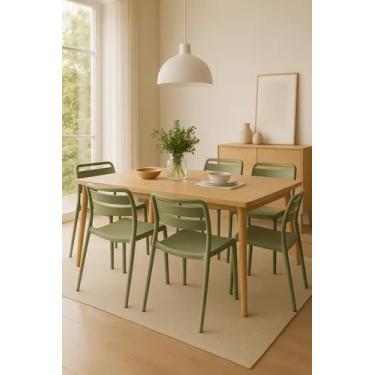 Imagem de Conjunto 4 Cadeiras Sem Braço Modelo Lisboa Hellou Resistente Ergonômica Cozinha (Verde Musgo)