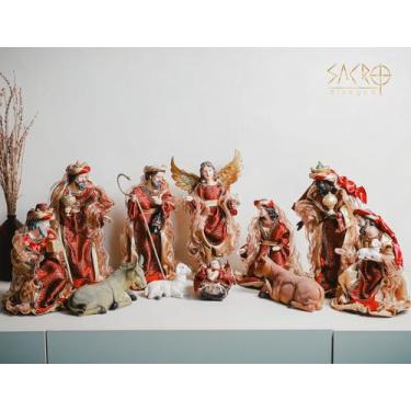 Imagem de Presépio 30cm Resina Tecido Completo Importada 11 Peças - Sacro