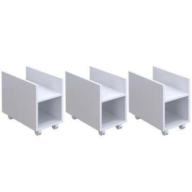 Imagem de Kit 3 Suportes Para Cpu E Nobreak Com Rodízios Guide Branco - LYAM DEC