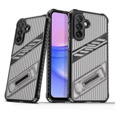 Imagem de SORAKA Capa para Samsung Galaxy A15 5G com suporte PC rígido transparente e TPU flexível antiderrapante texturizado de camada dupla à prova de choque