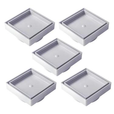 Imagem de Kit 5 Ralo Oculto Invisível Porcelanato 10x10cm Sifonado Antiodor Bran