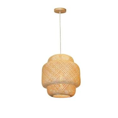 Imagem de Pendente Bali 40cm em Fibra de Bambu com Canopla de Madeira GMH Trade – Design Natural e Aconchegante