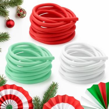 Imagem de Frienda 3 pçs corda de macarrão de espuma de Halloween, 6 m 5/8 polegadas cada, vermelho, verde, branco, tubo de macarrão para piscina, tubo de artesanato versátil, cilindro de corda de espuma para