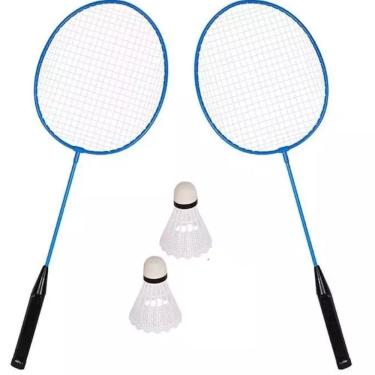 Imagem de Kit Badminton Com 2 Raquetes, 2 Petecas E Bolsa De Transporte
