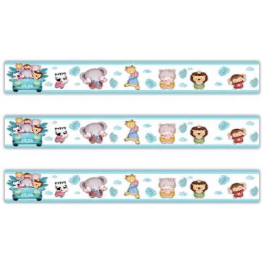 Imagem de Faixa Decorativa Papel Parede Infantil Animais Carro - SHD Soleil Home