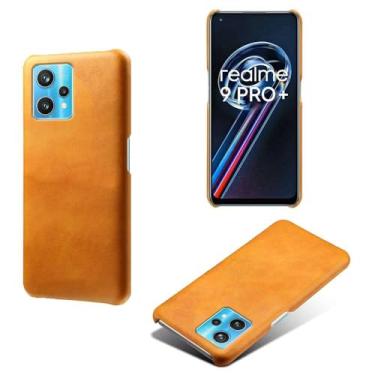 Imagem de Capa para OPPO Realme Narzo 50 Pro,Proteção contra quedas,Casca de volta de cor sólida simples,Design de couro de imitação de plástico-Orange