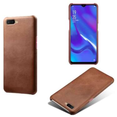 Imagem de Capa para OPPO R15X,Proteção contra quedas,Casca de volta de cor sólida simples,Design de couro de imitação de plástico-Brown