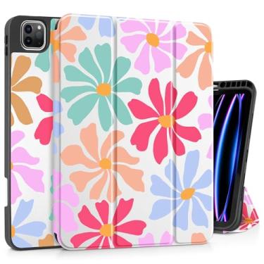 Imagem de May Chen Capa para iPad Pro M2 12,9 6ª/5ª/4ª/3ª geração 2022 2021 2020 2018 suporte de três dobras + suporte para lápis + despertar/hibernar automático + capa traseira com suporte protetor de TPU