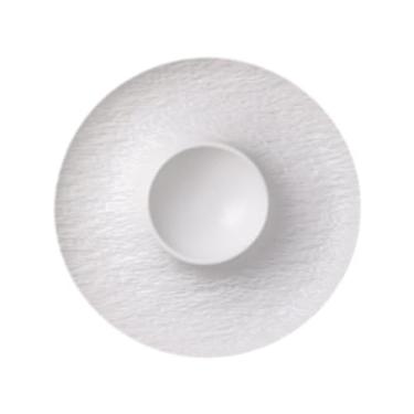 Imagem de Ｂｅｓｇａ Prato de cerâmica com divisórias para lanches, travessa para servir, prato para batatas fritas e tigela com pires para, bolinho de massa, Branco