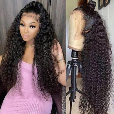 Imagem de Perucas frontais de renda WPPIKK Water Wave Human Hair 82 cm 180% de d