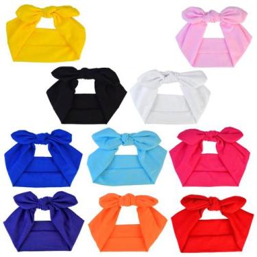 Imagem de Bandas de cabelo Miayon Bows Knot Headbands Rabbit Ear 10 unidades