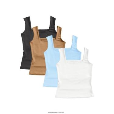 Imagem de Kit 4 Regata Lisa Feminina Elegante Suplex Verão - Blitz Feminina, Pre