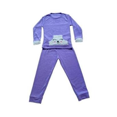 Imagem de Conjunto Pijama Calça e Blusa Manga Longa Inverno Plush Infantil Victory Bolso Bordado Com Pelinho-Feminino