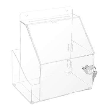 Imagem de KiBcsLic Caixa de sugestões de acrílico com chaves multiuso com organizador de armazenamento de fechadura Caixa de doação para bar Escritório de, Claro