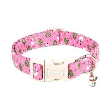 Imagem de Bilsole Coleira de Natal para cães fofa, durável, boneco de neve, com fivela de plástico para meninas, filhotes, cães pequenos