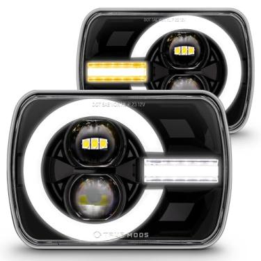 Imagem de TRUE MODS 12 x 17 cm H6054 faróis de LED pretos H4 farol selado lâmpada de substituição para Jeep Wrangler YJ Cherokee XJ [aprovado pelo DOT] Ford Econoline Chevy Express GMC Savana TOYOTA Pickup