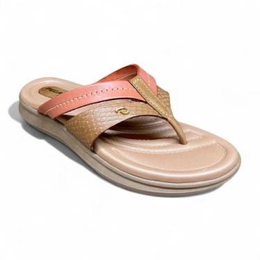 Imagem de Chinelo Pegada 232801 em Couro com Amortecedor Leve Feminino, Whisky, 