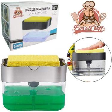 Imagem de Dispenser Porta Detergente De Plástico Esponja 520Ml - Bons Cheff