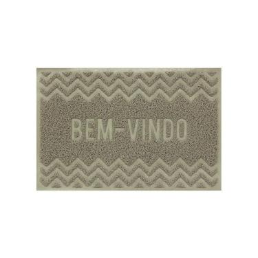 Imagem de Capacho De Porta Pvc Antiderrapante 60x40cm - Zig Zag Bege