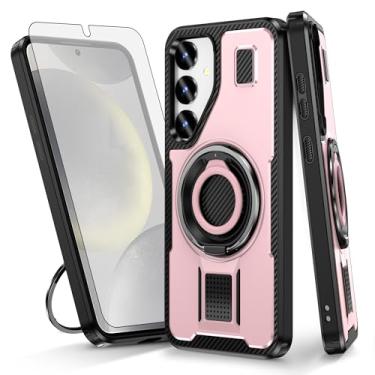 Imagem de Asuwish Capa de telefone para Samsung Galaxy S24 5G com protetor de tela de vidro temperado e suporte de anel à prova de choque com suporte protetor de celular híbrido acessórios para celular S 24 24S