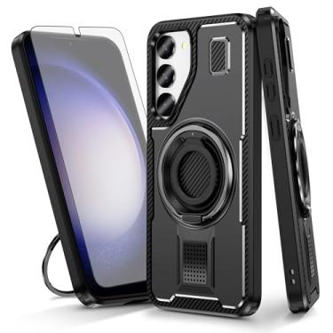 Imagem de Asuwish Capa de celular para Samsung Galaxy S23 5G com protetor de tela de vidro temperado e suporte de anel à prova de choque acessórios para celular S 23 23S GS23 G5 SM-S911U 6,1 polegadas preto