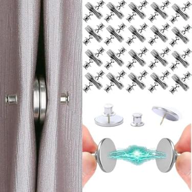 Imagem de 20 pares de clipes magnéticos de cortina com tachas – Fecho poderoso de ímãs de cortina – Ímãs ponderados para cortinas para bloquear a luz e proteger as cortinas sem vazamento de luz para casa