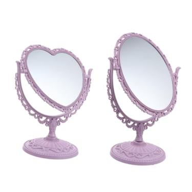 Imagem de TLTDSMY 2 peças espelho de beleza decoração de quarto infantil espelho portátil espelho de maquiagem dupla face espelho de decoração de casa vintage espelho para quarto de crianças espelho retrô