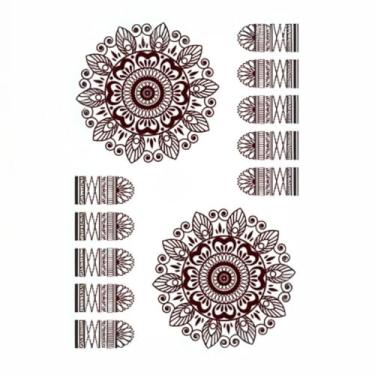 Imagem de Tatuagem Postiça Adesiva Estilo Henna Mandala e Tribal