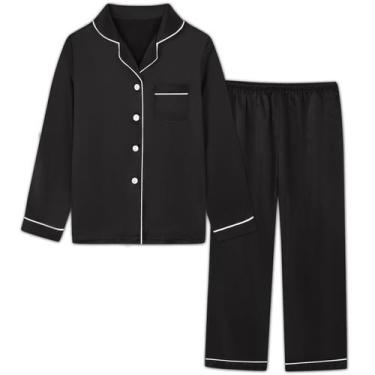 Imagem de Conjunto de pijamas Schbbbta Satin para meninas/meninos 4-5T preto esc