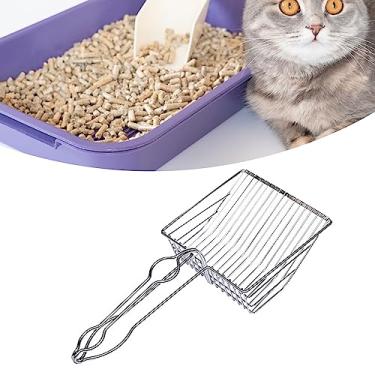 Imagem de Ymiko Colher de Areia para Gatos Em Aço Inoxidável, Grande, Ergonômica, Fácil de Limpar, Peneira de Malha Fina para Limpeza de Caixa de Areia de Gatos, pá de Metal Durável para (Prata)