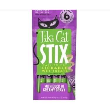 Imagem de Petisco Tiki Cat Stix Pato Com Molho Cremoso 6 Saches de 14,1gr