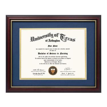 Imagem de Centro de formatura Diploma Frame 21 x 29,7 cm com tapete azul marinho